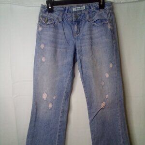 Aeropostale Jeans Juniors 1 2 Cropped Distressed Light Wash Blue